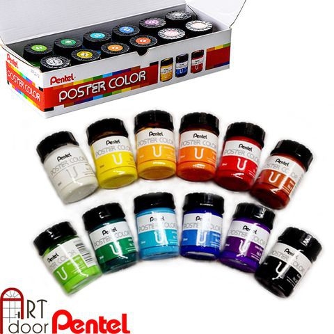 Bộ màu vẽ Poster PENTEL Postercolor Hũ 12~30ml (hộp giấy)