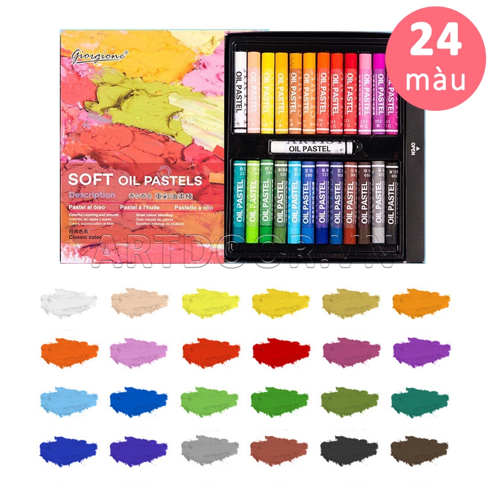 Bộ màu vẽ Sáp Dầu GIORGIONE Soft Oil Pastel mềm đắp nổi (hộp giấy)