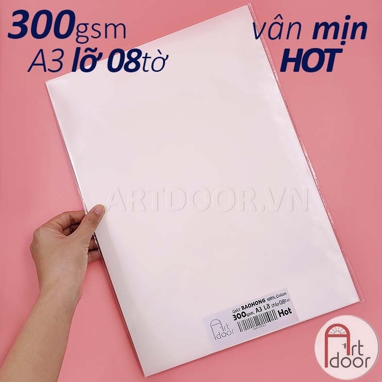 Giấy vẽ màu nước BAOHONG 100% Cotton dày 200~300gsm (vân mịn Hot)