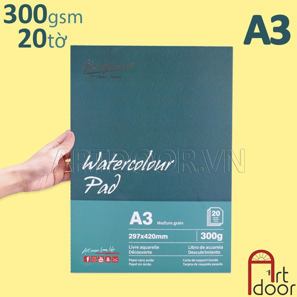 Sổ vẽ màu Nước GIORGIONE Pad dạng Xé dày 200~300gsm (vân nổi Cold)