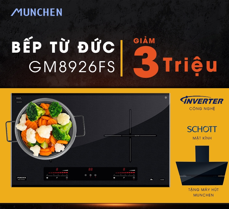Sắm bếp từ Munchen GM8926FS được giảm ngay 3 triệu đồng. Tội gì không mua!