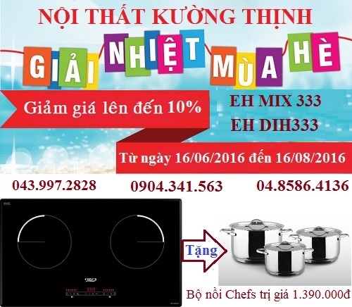 Giảm 10% khi mua bếp từ Chefs EH DIH 333 và bếp điện từ Chefs EH MIX 333