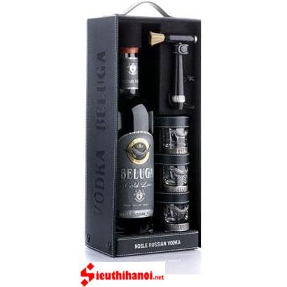 Bán rượu Vodka Beluga GloldLine - Hộp da 3 ly