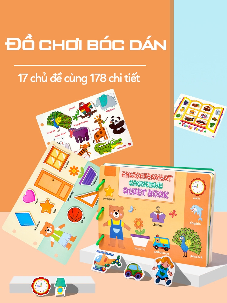 Học liệu bóc dán montessori 17 chủ đề