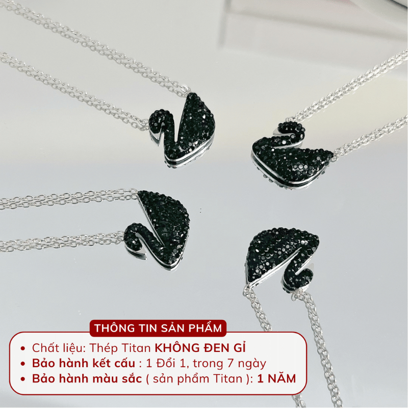 Dây chuyền Thép Titan không gỉ thiên nga đen TN01