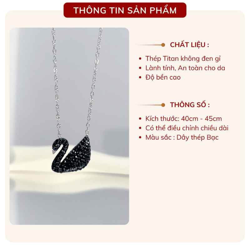 Dây chuyền Thép Titan không gỉ thiên nga đen TN01