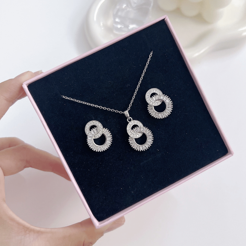 Bộ trang sức đính đá dáng tròn SET40