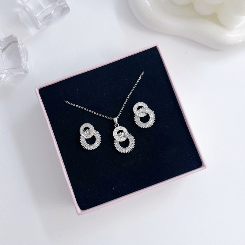 Bộ trang sức đính đá dáng tròn SET40