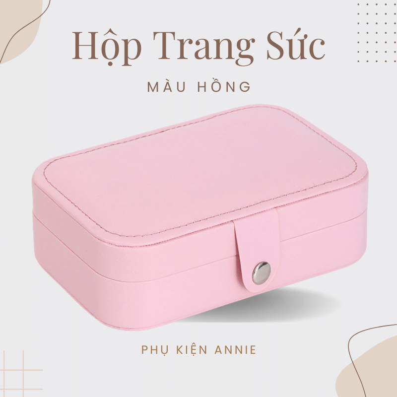 Hộp đựng trang sức phụ kiện du lịch hình vuông nhiều ngăn tiện dụng, hộp nữ trang bọc da sang trọng