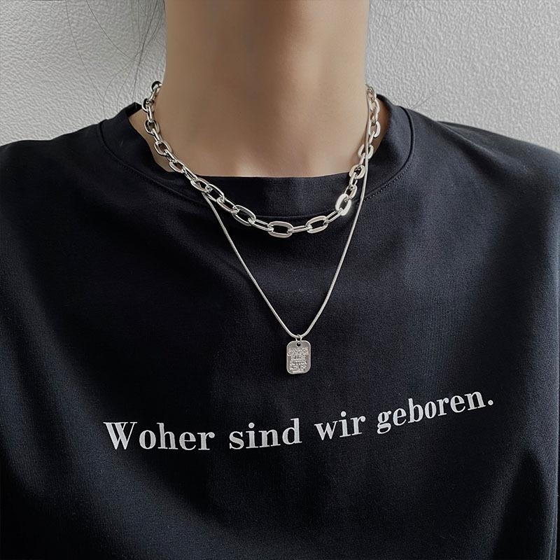 Dây chuyền titan mắt xích sợi đôi thời trang unisex CT18