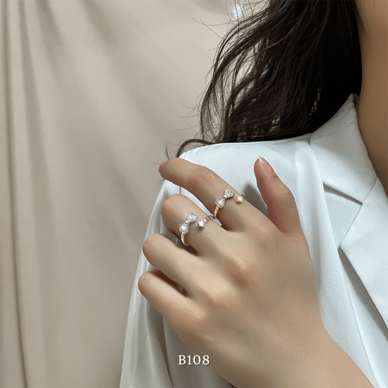 Nhẫn nữ hình nơ đính đá phụ kiện trang sức sang trọng B108