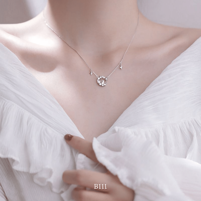Dây chuyền bạc nữ hình mèo mặt trăng phụ kiện trang sức đẹp B111