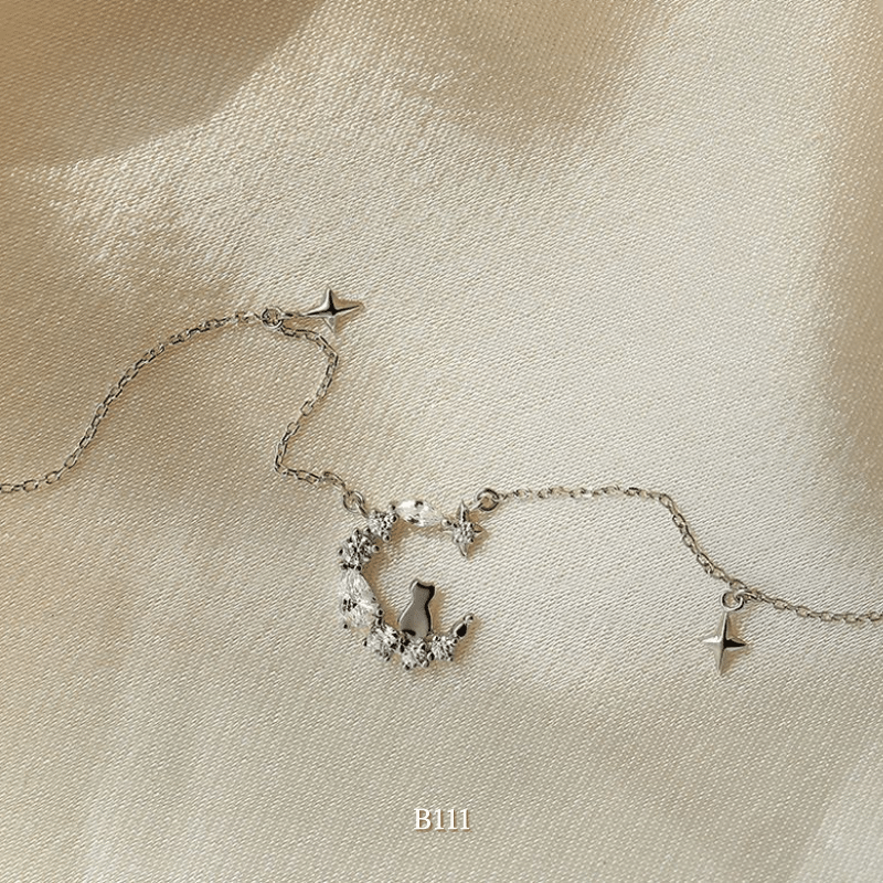 Dây chuyền bạc nữ hình mèo mặt trăng phụ kiện trang sức đẹp B111