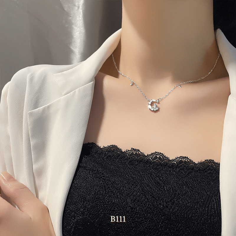 Dây chuyền bạc nữ hình mèo mặt trăng phụ kiện trang sức đẹp B111