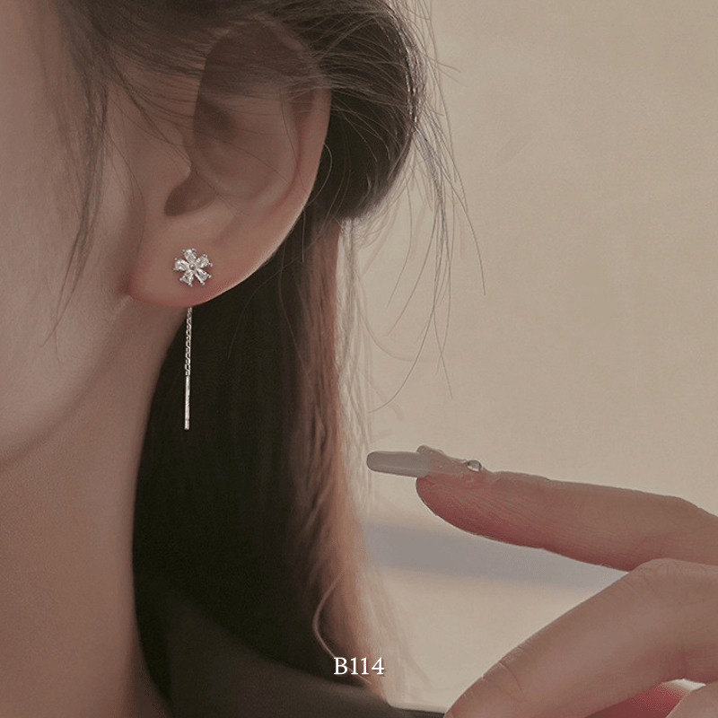 Bông tai nữ hình hoa đính đá pha lê phụ kiện trang sức cao cấp B114 (1 chiếc)