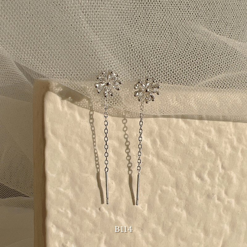 Bông tai nữ hình hoa đính đá pha lê phụ kiện trang sức cao cấp B114 (1 chiếc)