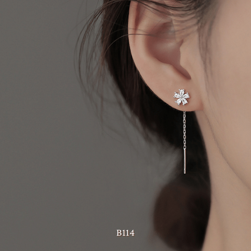 Bông tai nữ hình hoa đính đá pha lê phụ kiện trang sức cao cấp B114 (1 chiếc)