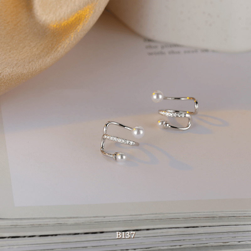 Bông tai vành đính ngọc trai nhân tạo B137 (1 chiếc)