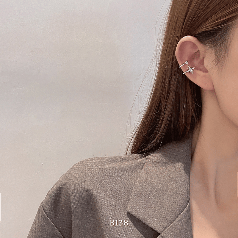 Bông tai vành đình đá ngôi sao B138 (1 Chiếc)