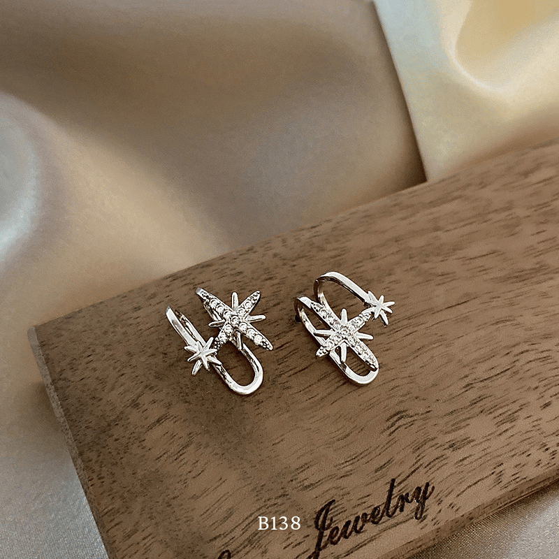 Bông tai vành đình đá ngôi sao B138 (1 Chiếc)