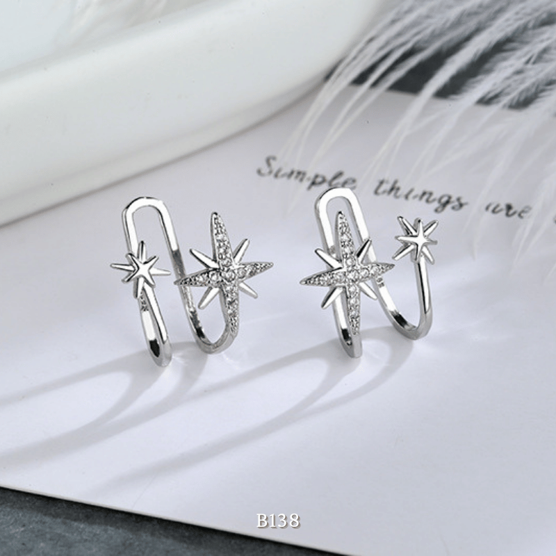 Bông tai vành đình đá ngôi sao B138 (1 Chiếc)