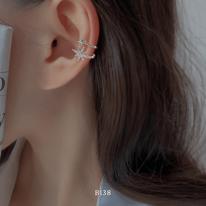 Bông tai vành đình đá ngôi sao B138 (1 Chiếc)