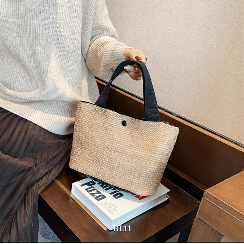 Túi tole cói may thủ công BL11