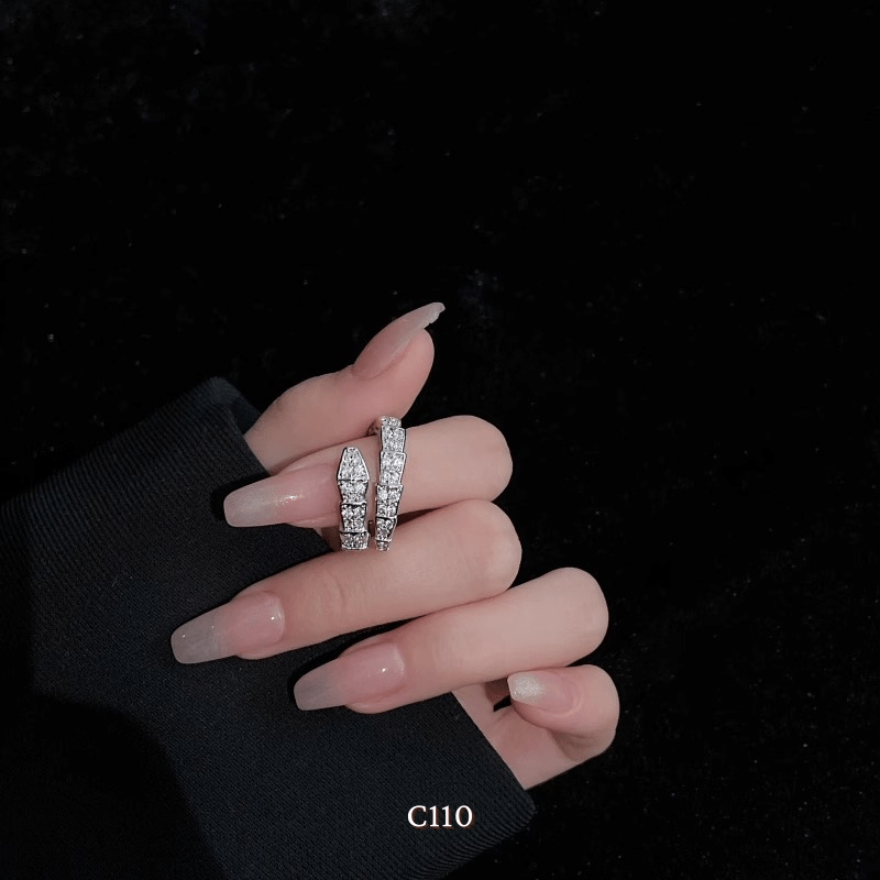 Nhẫn nữ hình rắn nạm đá cao cấp có thể tùy chỉnh size phong cách thời trang cá tính - C110