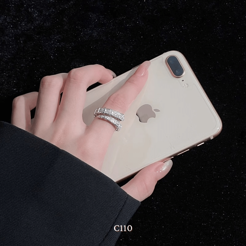Nhẫn nữ hình rắn nạm đá cao cấp có thể tùy chỉnh size phong cách thời trang cá tính - C110