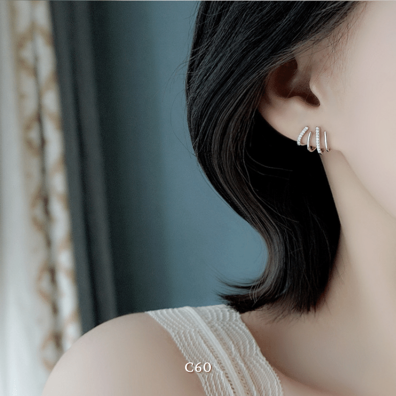 Bông tai nữ ôm vành tai đính đá thời trang cá tính C60