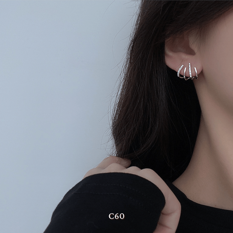 Bông tai nữ ôm vành tai đính đá thời trang cá tính C60