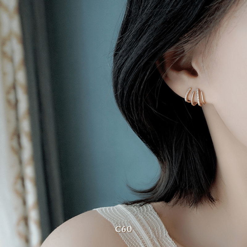 Bông tai nữ ôm vành tai đính đá thời trang cá tính C60