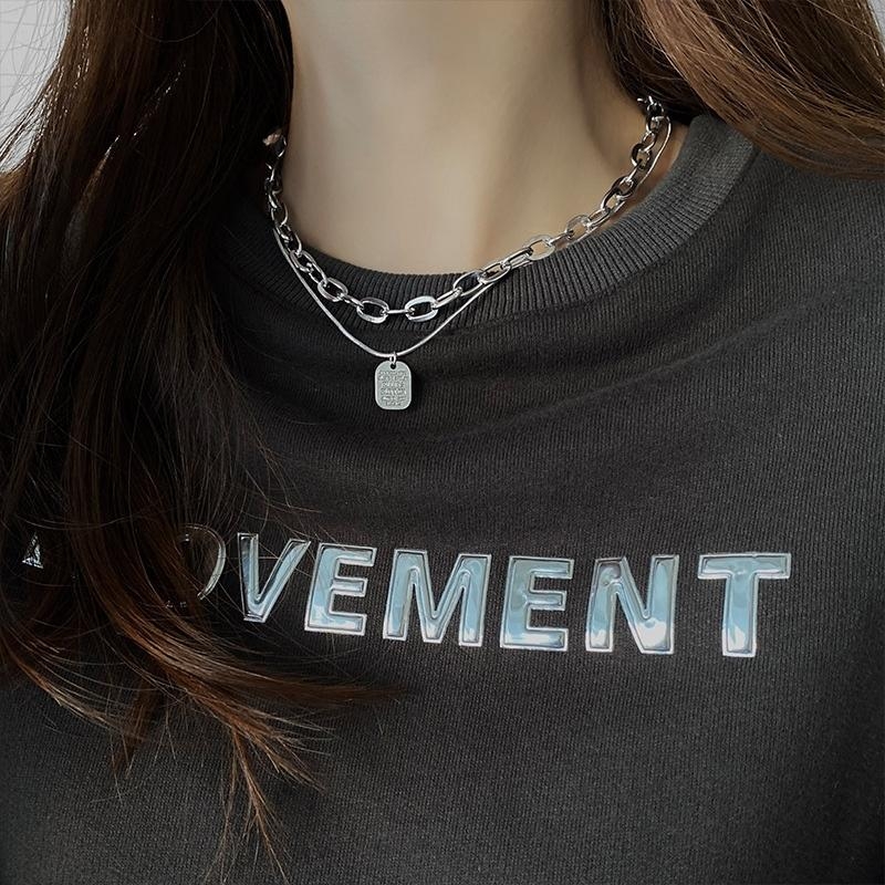 Dây chuyền titan mắt xích sợi đôi thời trang unisex CT18