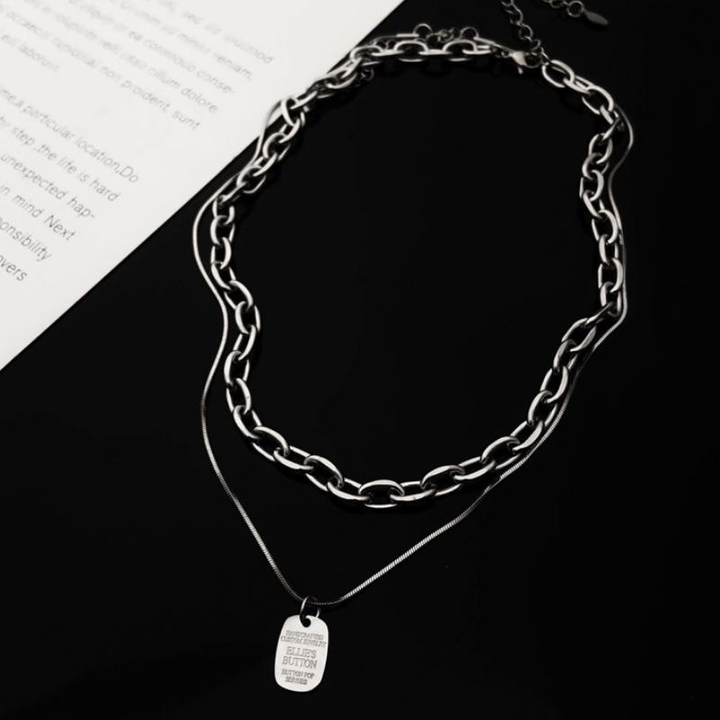 Dây chuyền titan mắt xích sợi đôi thời trang unisex CT18