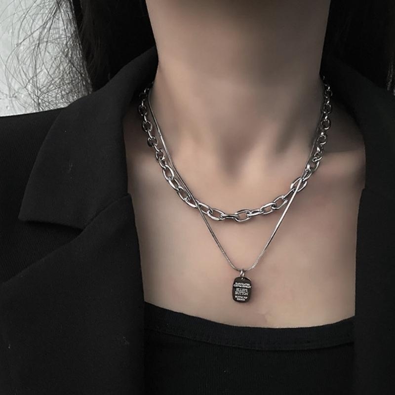 Dây chuyền titan mắt xích sợi đôi thời trang unisex CT18