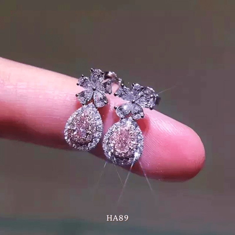 Bông tai nữ hình hoa đính đá pha lê phụ kiện thời trang sang trọng tinh tế HA88