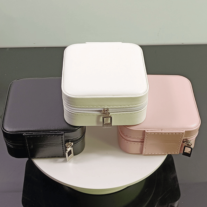 Hộp đựng trang sức phụ kiện du lịch hình vuông nhiều ngăn tiện dụng, hộp nữ trang bọc da sang trọng