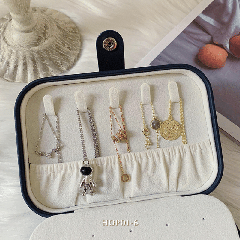 Hộp đựng trang sức phụ kiện du lịch hình vuông nhiều ngăn tiện dụng, hộp nữ trang bọc da sang trọng