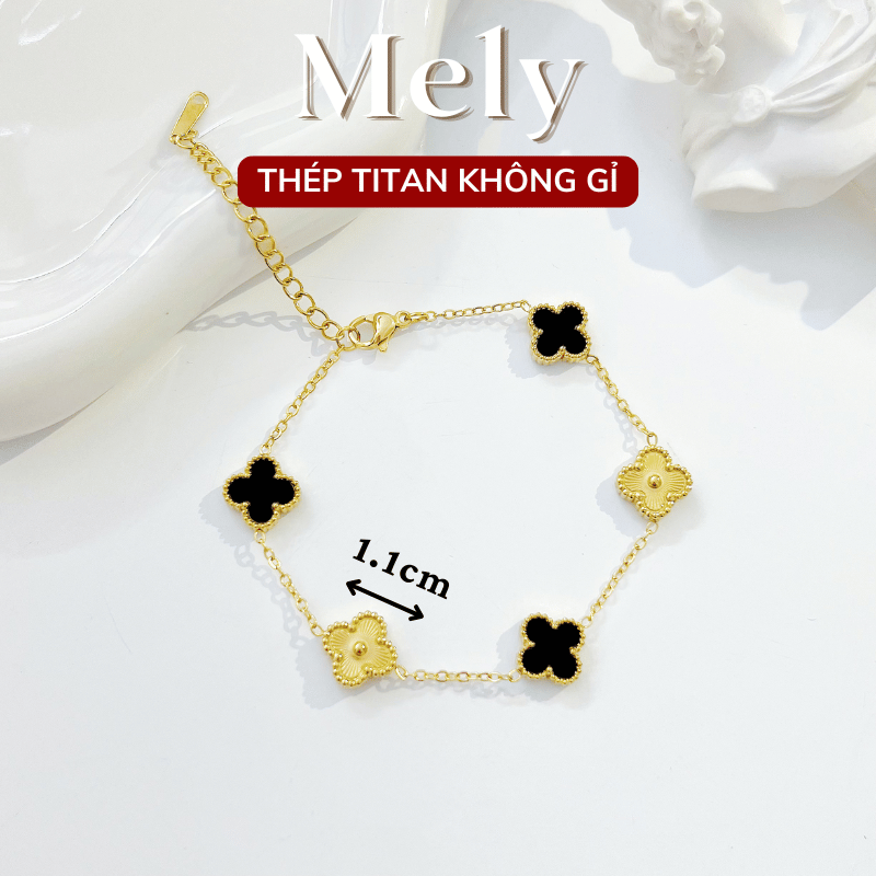 Vòng tay Thép Titan không gỉ  cỏ bốn lá loại 1.1cm TT115