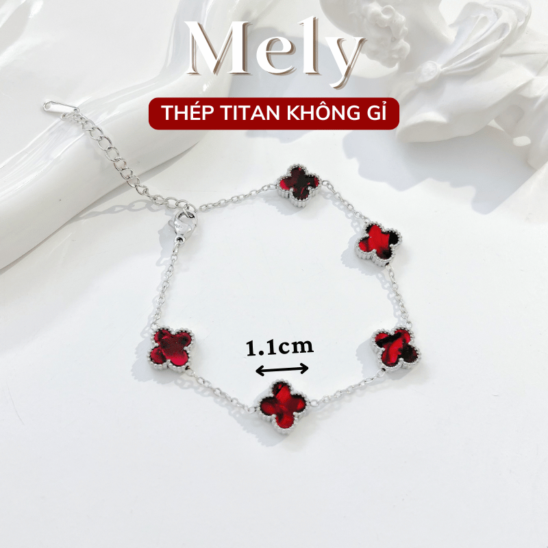 Vòng tay Thép Titan không gỉ  cỏ bốn lá loại 1.1cm TT115