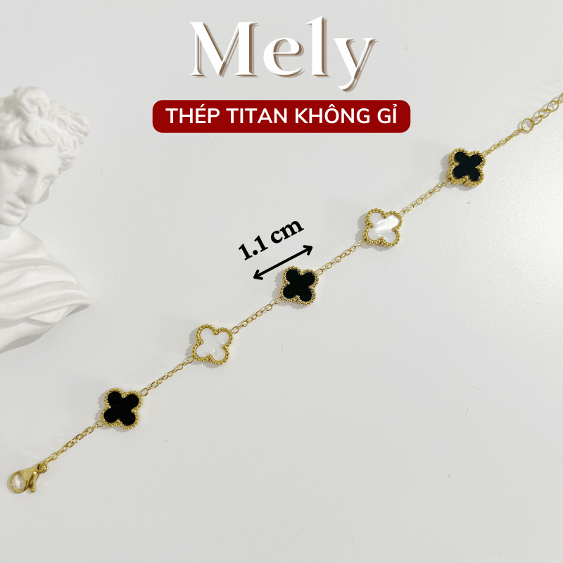 Vòng tay Thép Titan không gỉ  cỏ bốn lá loại 1.1cm TT115