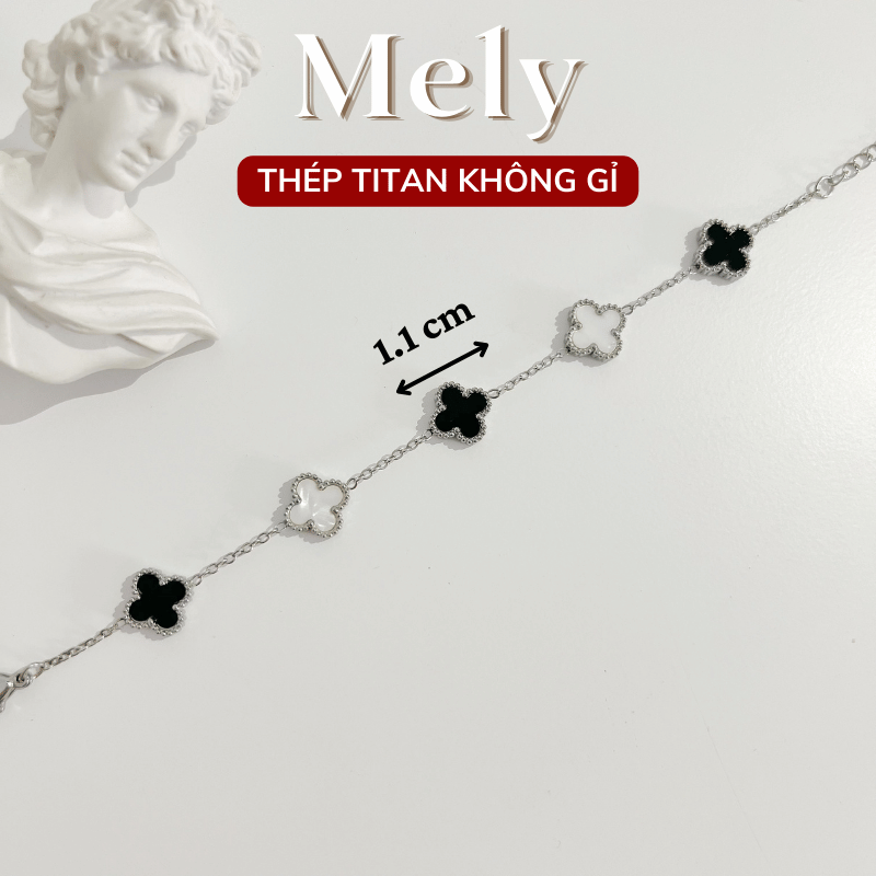 Vòng tay Thép Titan không gỉ  cỏ bốn lá loại 1.1cm TT115