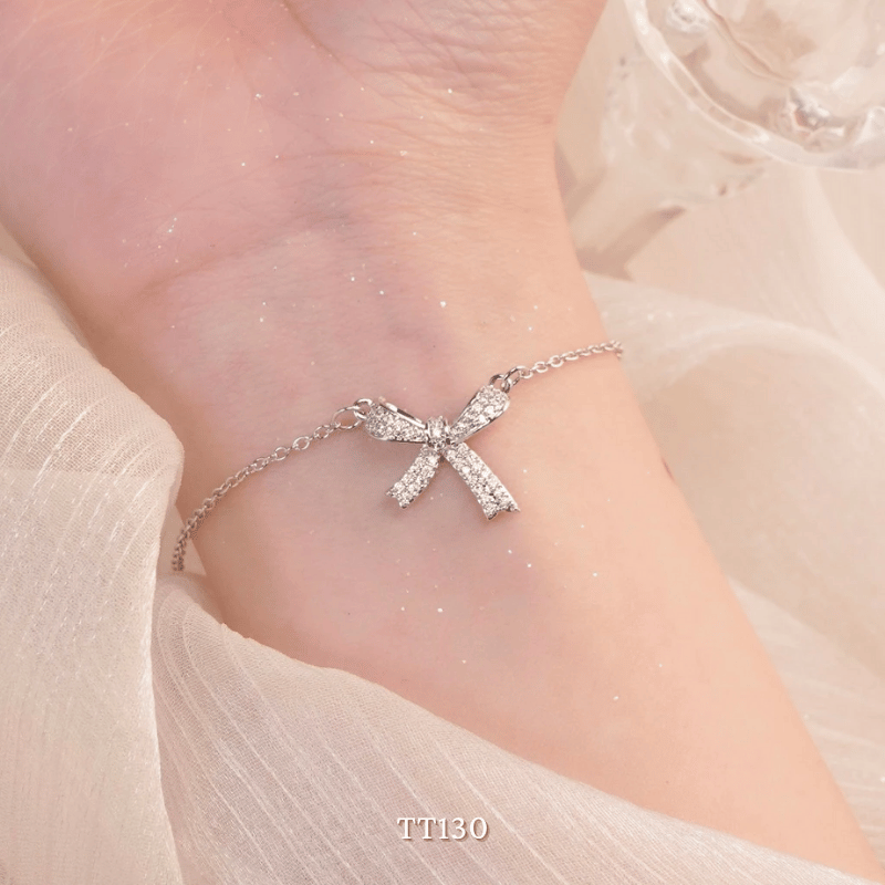 Dây chuyền, Vòng tay, Bông tai đính đá hình nơ TT130