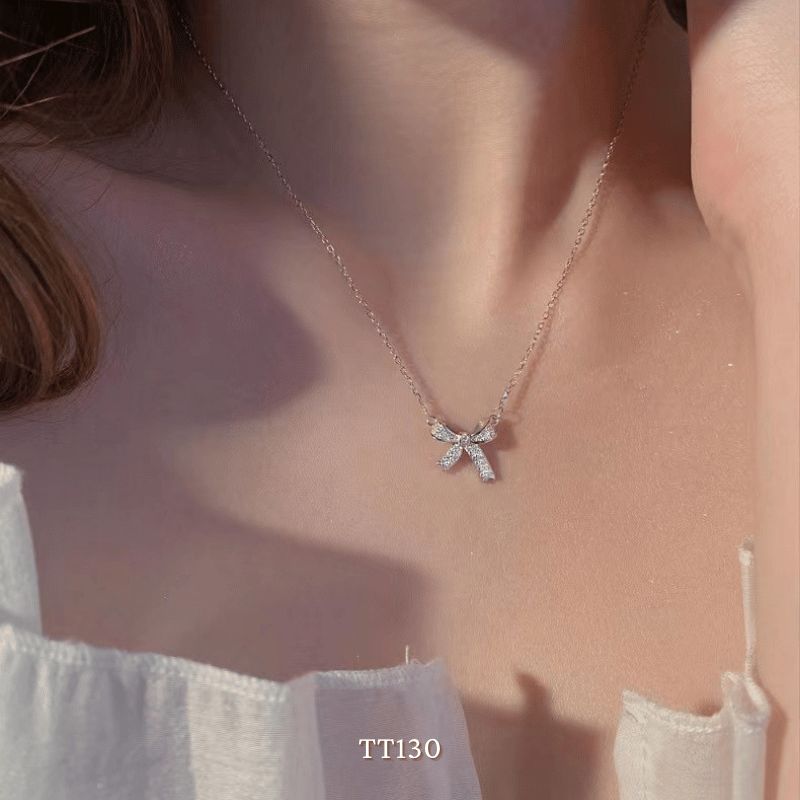 Dây chuyền, Vòng tay, Bông tai đính đá hình nơ TT130