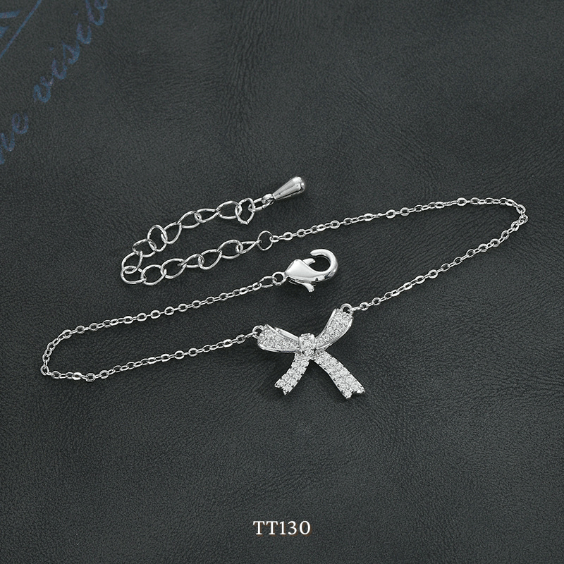 Dây chuyền, Vòng tay, Bông tai đính đá hình nơ TT130