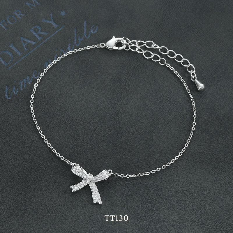 Dây chuyền, Vòng tay, Bông tai đính đá hình nơ TT130