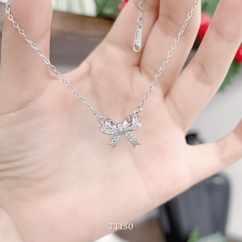 Dây chuyền, Vòng tay, Bông tai đính đá hình nơ TT130