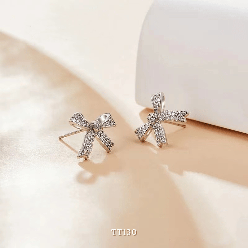 Dây chuyền, Vòng tay, Bông tai đính đá hình nơ TT130