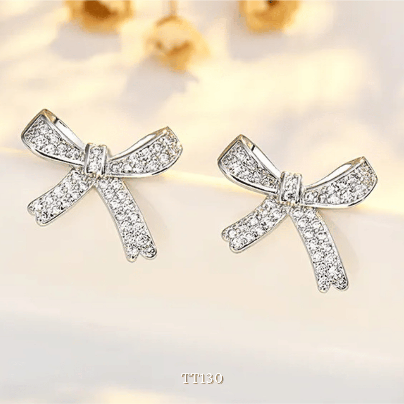 Dây chuyền, Vòng tay, Bông tai đính đá hình nơ TT130