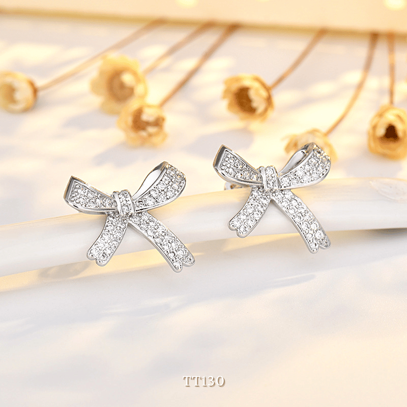 Dây chuyền, Vòng tay, Bông tai đính đá hình nơ TT130